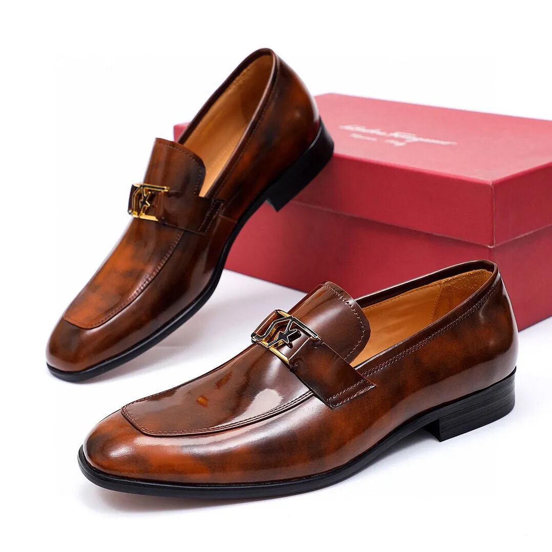 Men's Men's Shoes 💰540 💐[Ferragamo/Ferragamo] New 🐲Ferragamo* Ferragamo classic formal leather shoes! It is made of imported first-layer open-edge beaded cowhide leather upper + luxurious hardware buckle, and the inner layer is comfortable first-layer cowhide 🐂 leather lining! Original wear-resistant rubber outsole! Code number 38-44 (45🉑️customized)